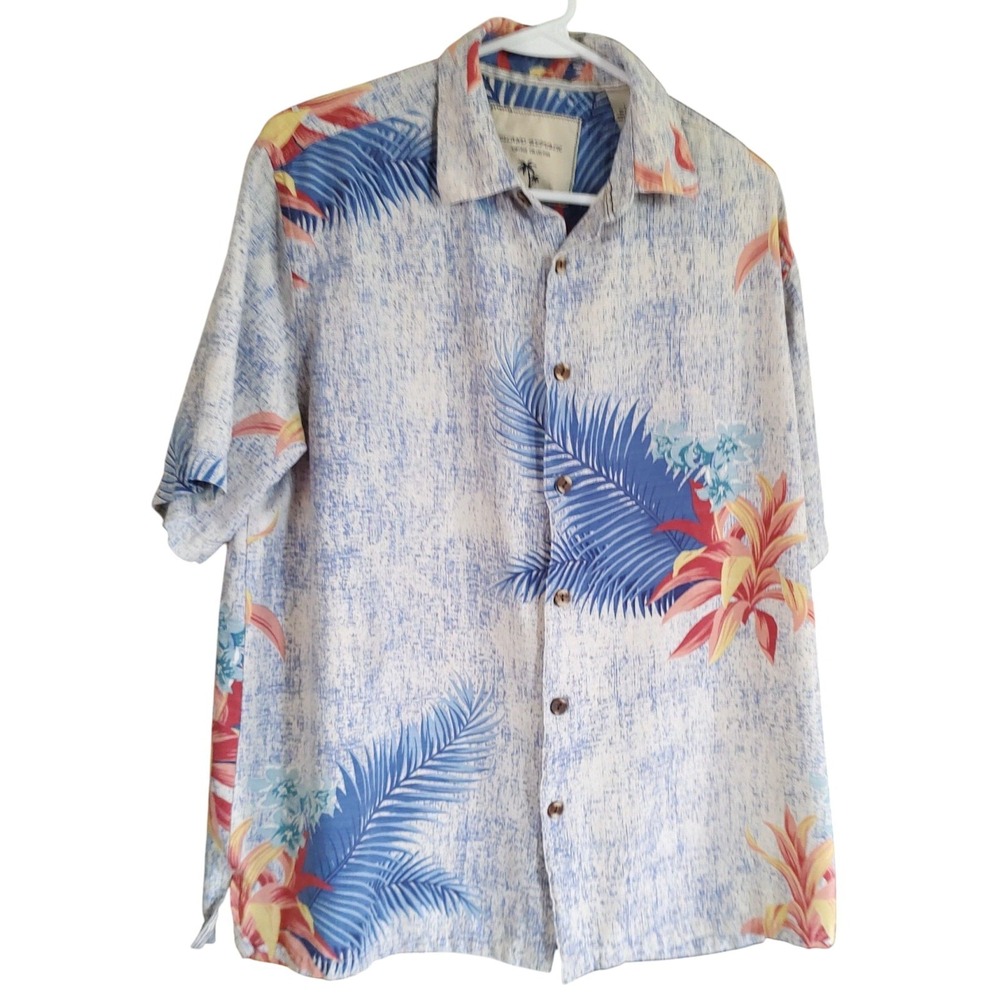 Island Republic Hawaiian Shirt Vintage Collection 100% Silk Tropical Mens Large